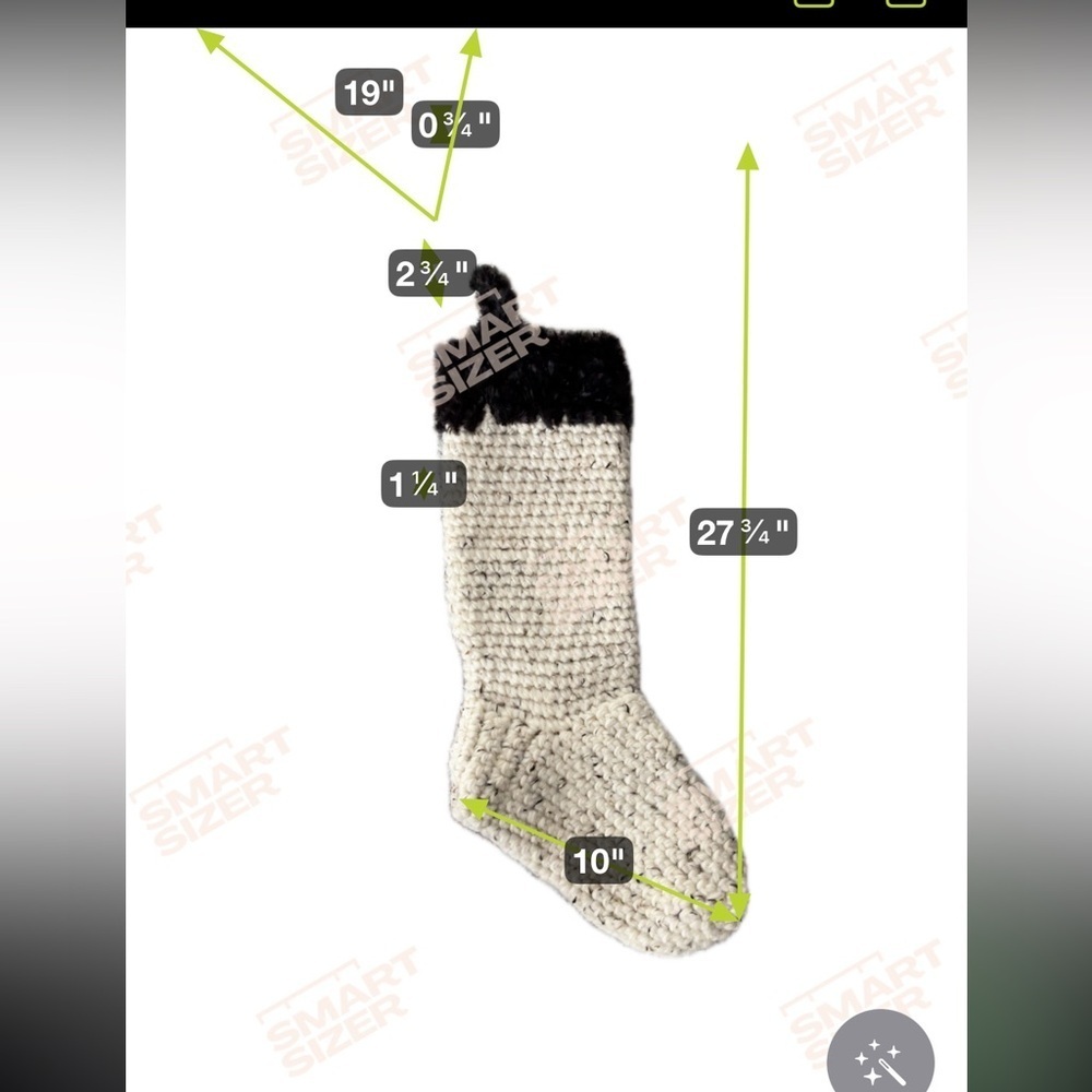 NWT Beige and Black “fur” Christmas stocking, Jumbo size. Handmade Crochet - Picture 3 of 5